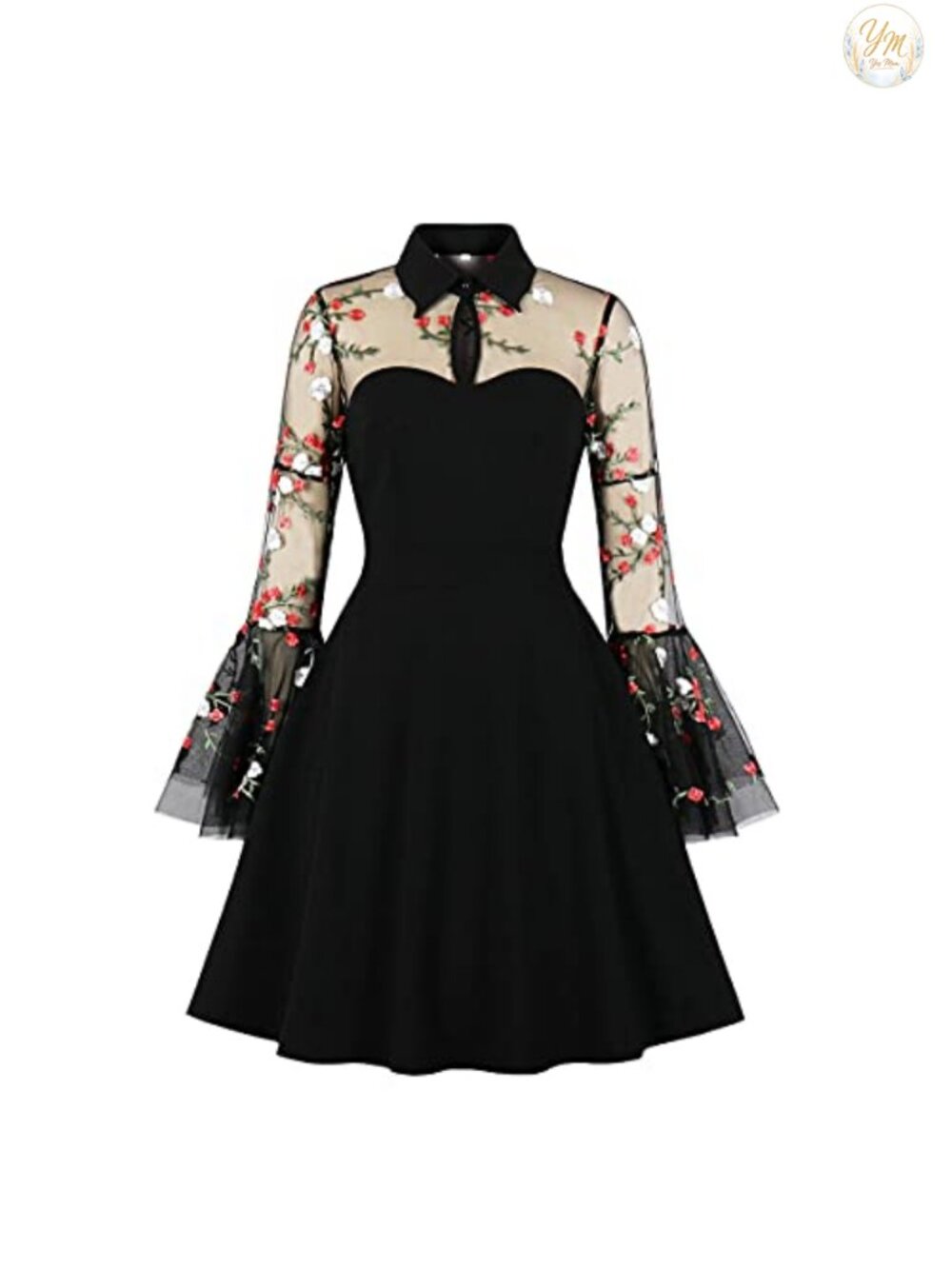 Womens Vintage Polka Dot 1950s Rockabilly A-Line Swing Cocktail Dress Long